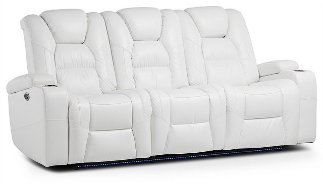 Troy White Micro Power Reclining Sofa