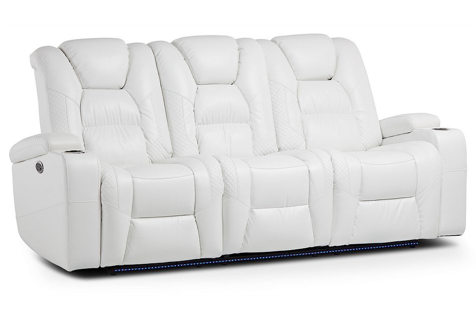Troy White Micro Power Reclining Sofa