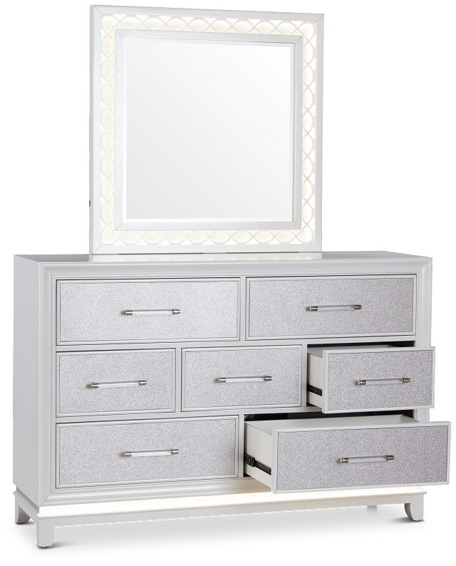 Valentina White Dresser & Mirror