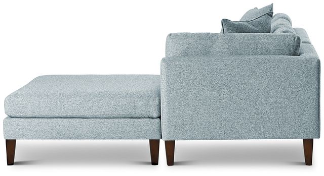 Morgan Teal Fabric Small Right Bumper Sectional W/ Wood Legs