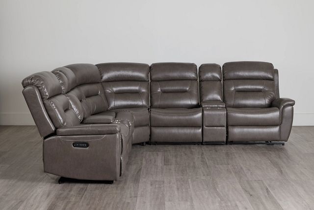 Toby Dark Taupe Micro Large Triple Power Reclining Two-arm Sectional (0)