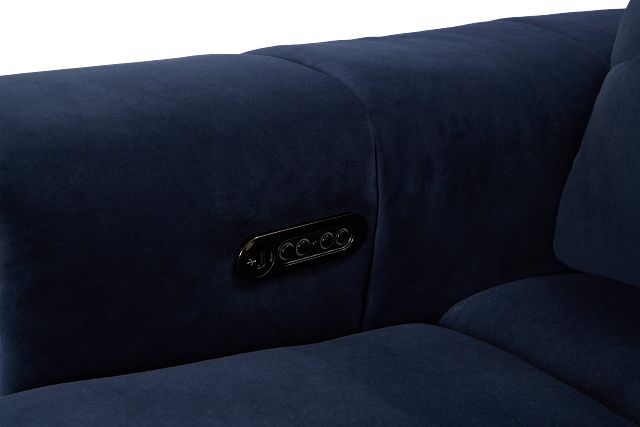 Gemma Navy Velvet Small Two-arm Power Reclining Sectional