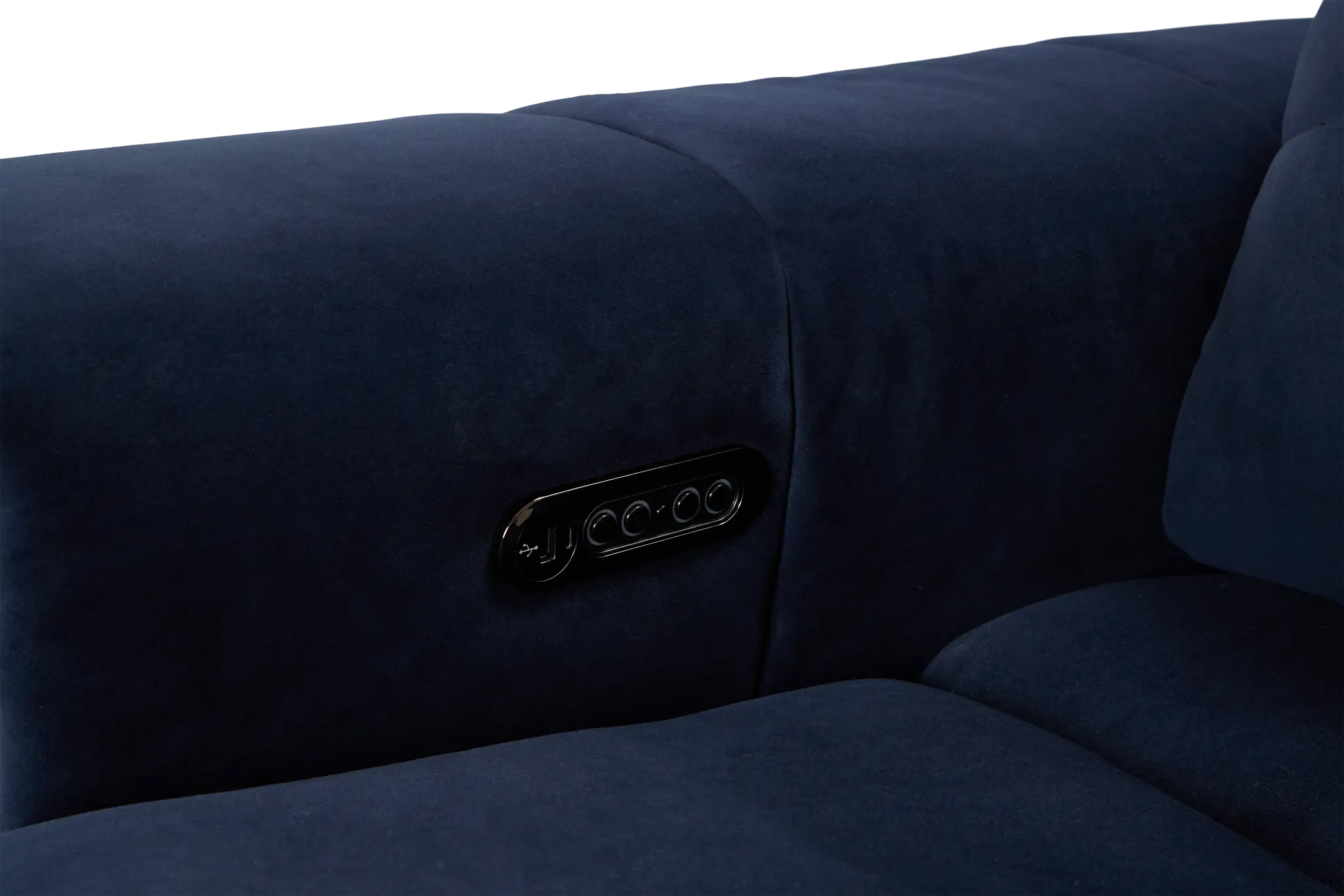 Gemma Navy Velvet Small Two-arm Power Reclining Sectional Gemma Navy Velvet Small Two-arm Power Reclining Sectional