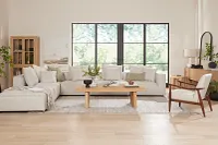 Tatum Beige Fabric 5pc Bumper Sectional