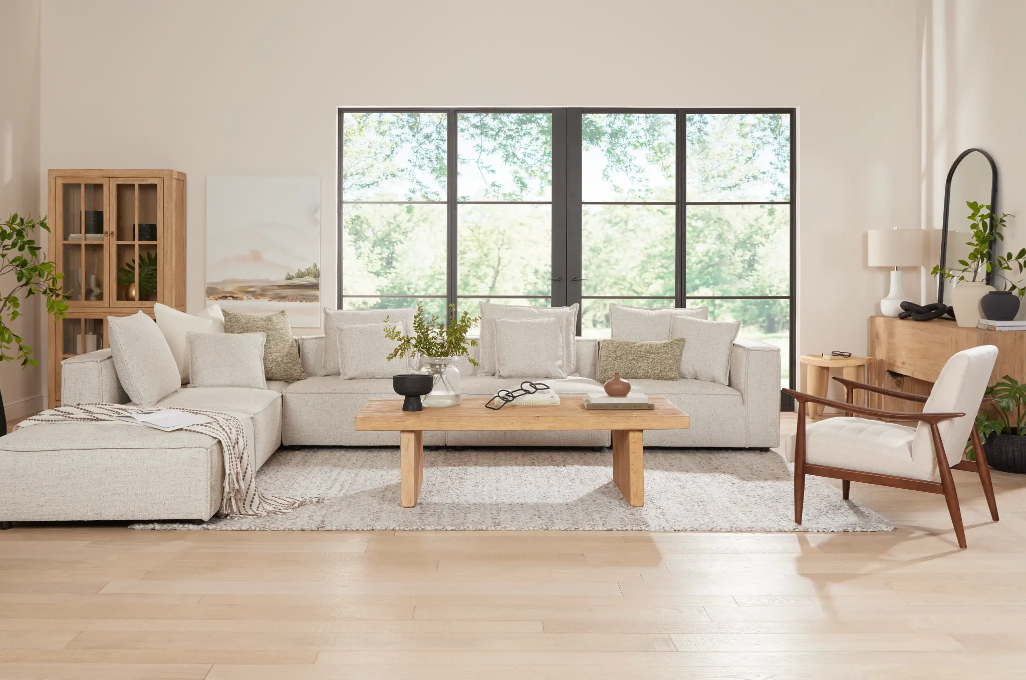 Tatum Beige Fabric 5pc Bumper Sectional Tatum Beige Fabric 5pc Bumper Sectional