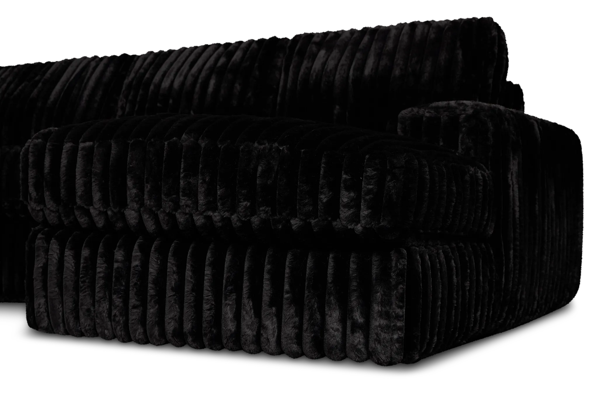 Teddy Black Fabric Small Right Chaise Sectional