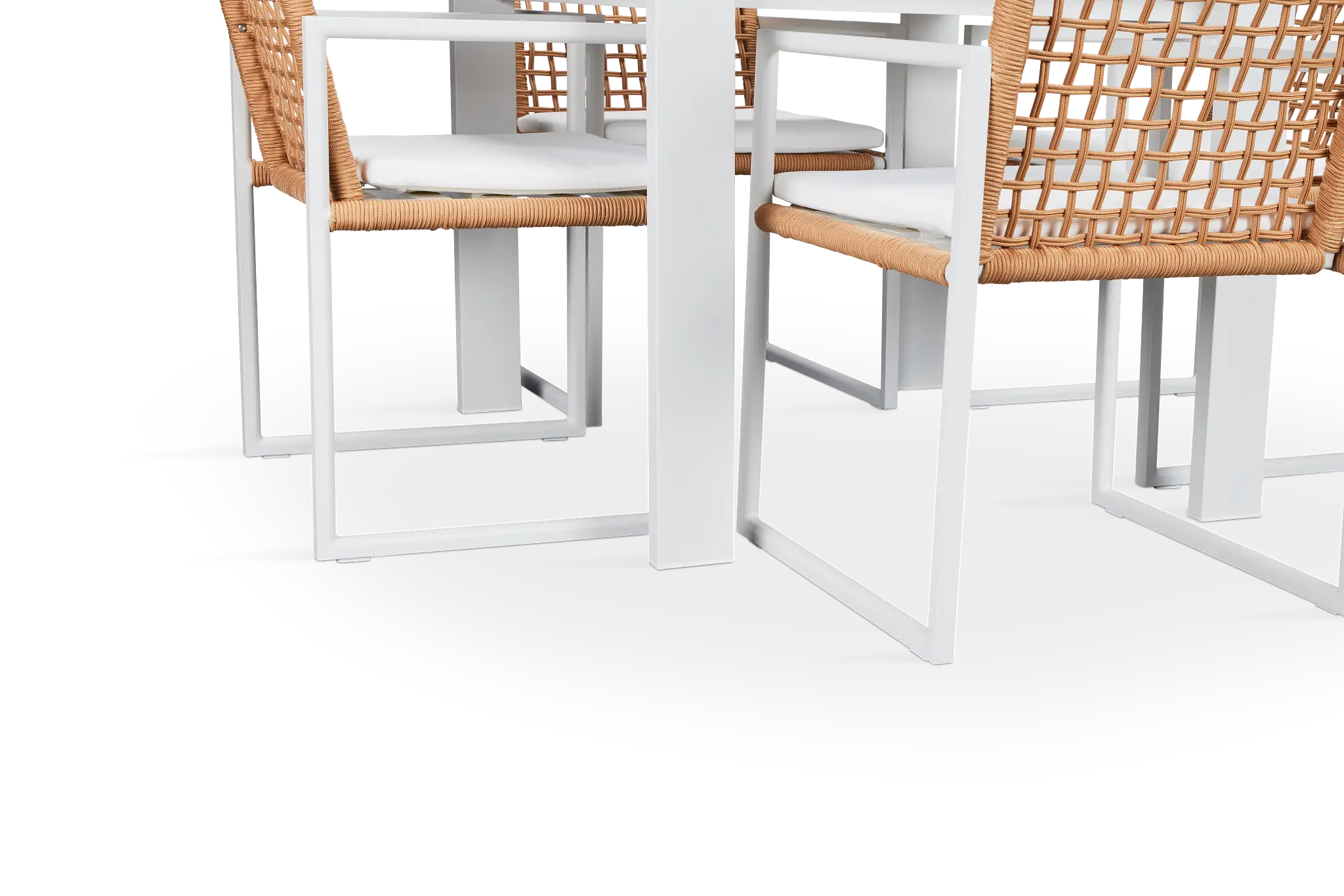 Sunrise White 35" Square Table & 4 Aluminum Arm Chairs Sunrise White 35" Square Table & 4 Aluminum Arm Chairs