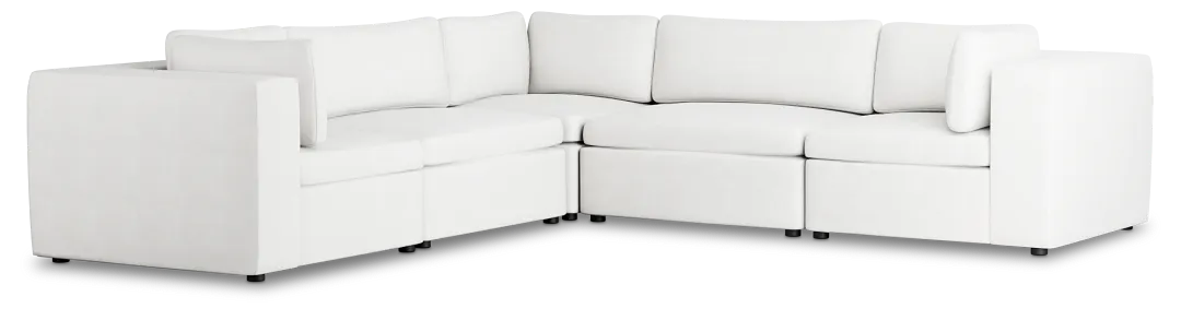 Destin Sutton White Fabric 5-piece Modular Sectional