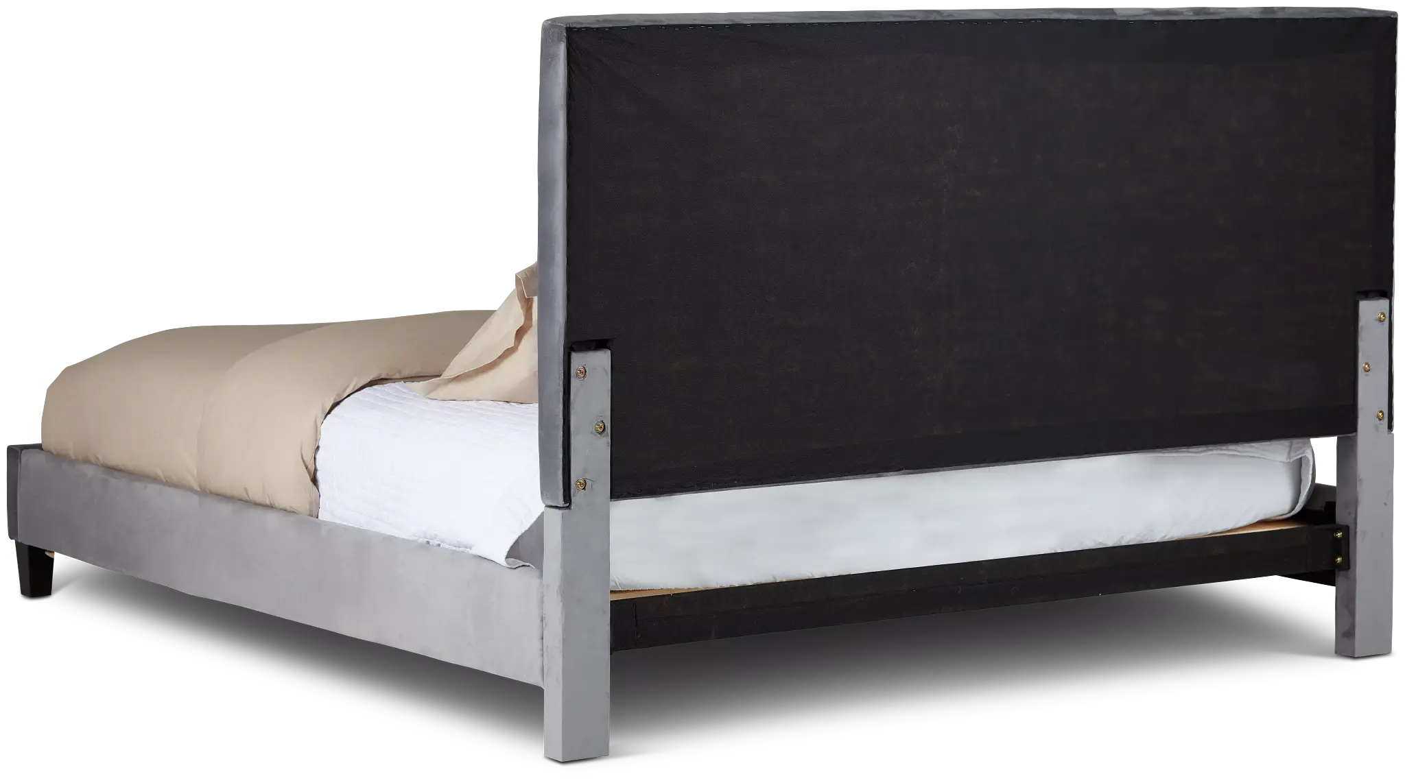 Collin Dark Gray Velvet Platform Bed Collin Dark Gray Velvet Platform Bed