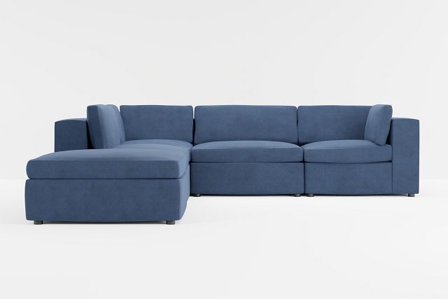 Destin Revenue Dark Blue Fabric 5pc Bumper Sectional