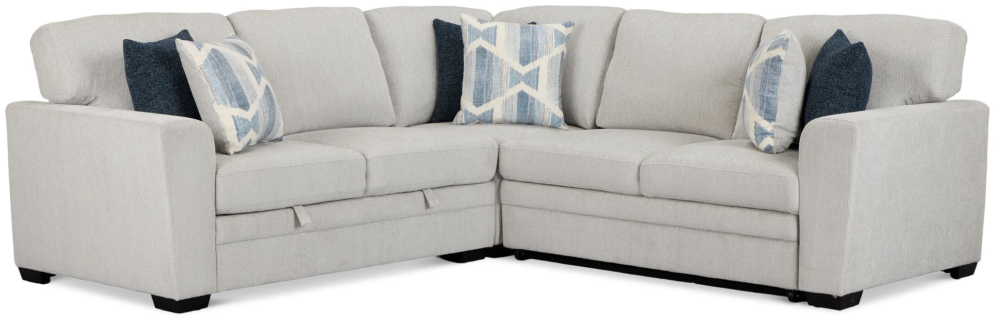 Everly Gray Fabric Small 2-arm Right Sleeper Storage Sectional