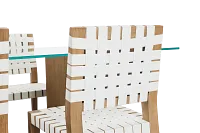Haven Glass 80" Rectangular Table & 4 Woven Chairs