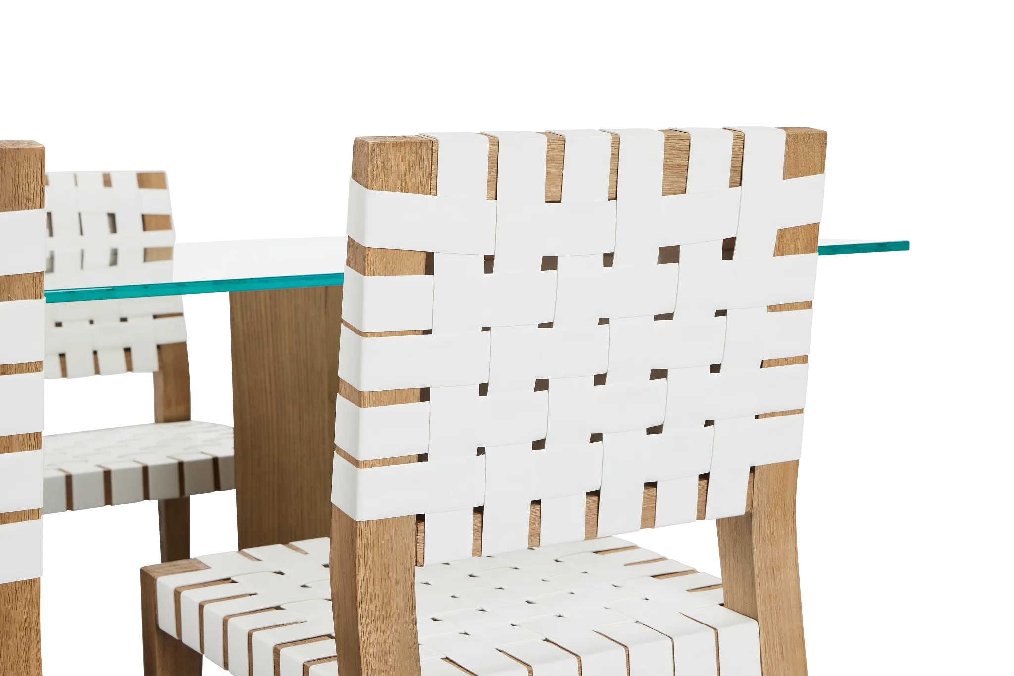 Haven Glass 80" Rectangular Table & 4 Woven Chairs