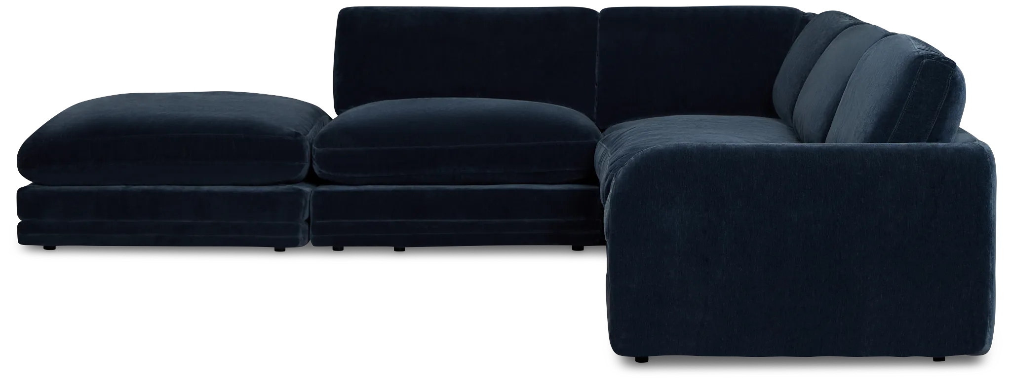 Jules Dark Blue Velvet 5-piece Left Facing Bumper Sectional