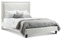 Collin Beige Velvet Platform Bed