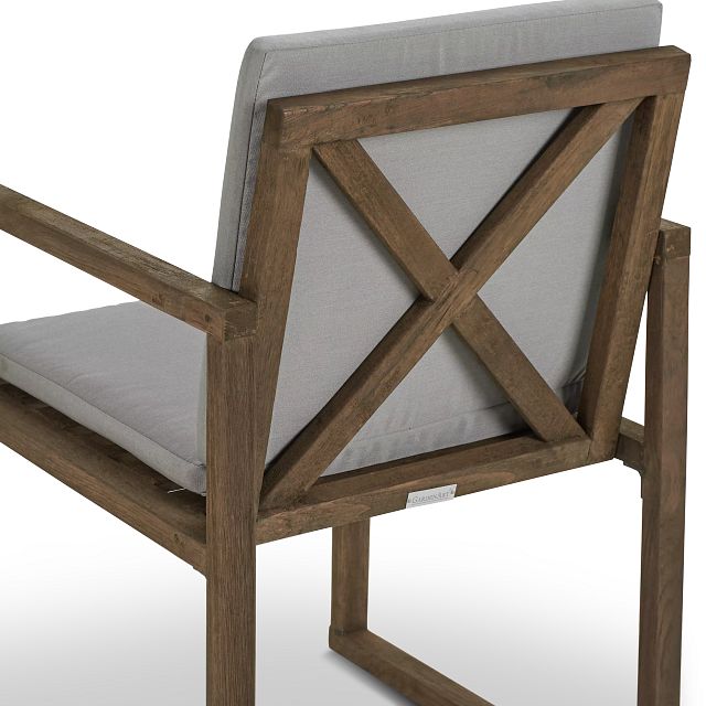 Linear Teak Dk Gray Arm Chair