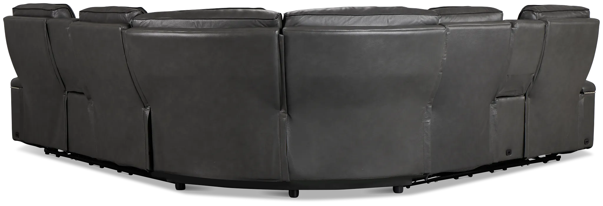 Nova Dark Gray Lthr/vinyl Medium 2-arm Triple Power Massage Sectional