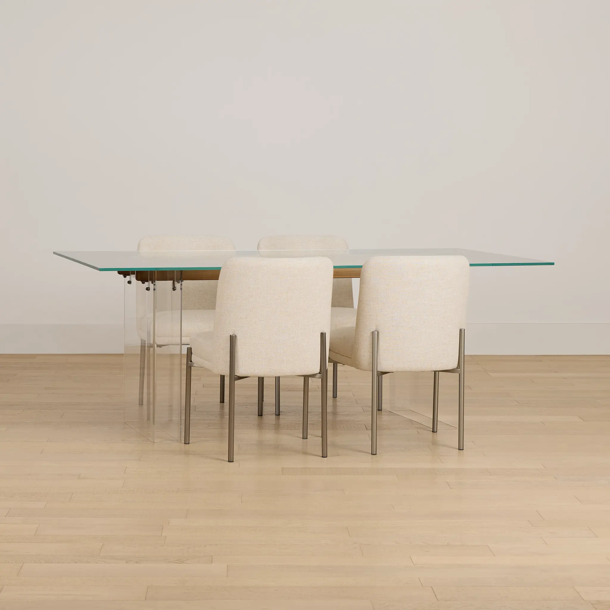 Avondale Glass Rect Table & 4 Upholstered Chairs Avondale Glass Rect Table & 4 Upholstered Chairs