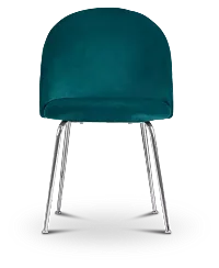 Capri Dark Teal Velvet Upholstered Side Chair W/ Chrome Legs