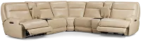 Casey Light Beige Lthr/vinyl Large Dual Power Reclining Two-arm Sectional