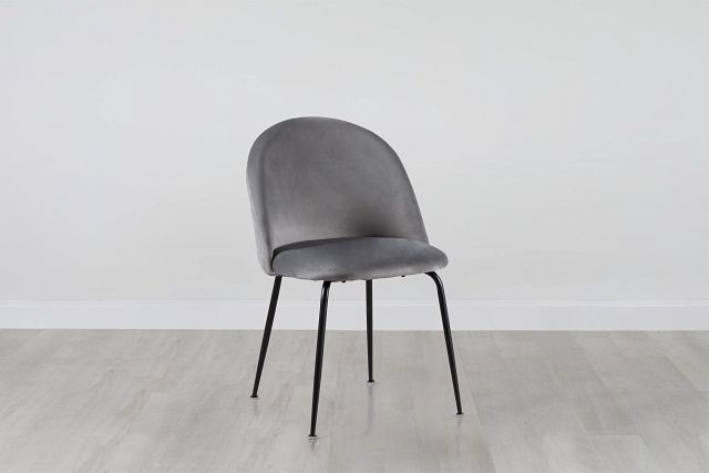 Capri Gray Velvet Upholstered Side Chair W/ Black Legs