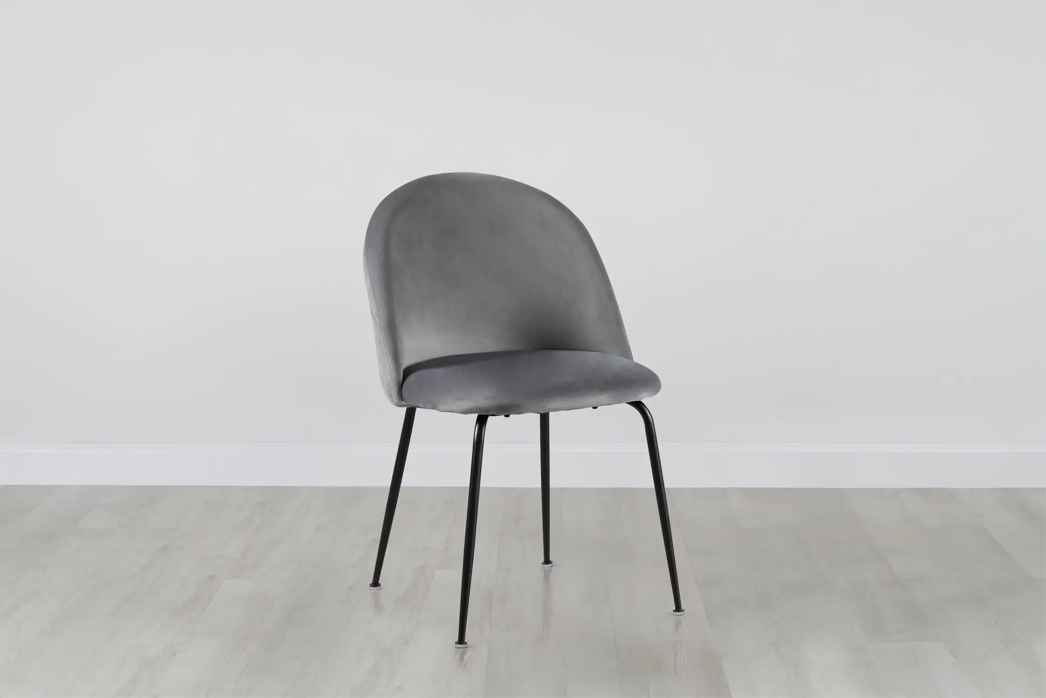 Capri Gray Velvet Upholstered Side Chair W/ Black Legs Capri Gray Velvet Upholstered Side Chair W/ Black Legs