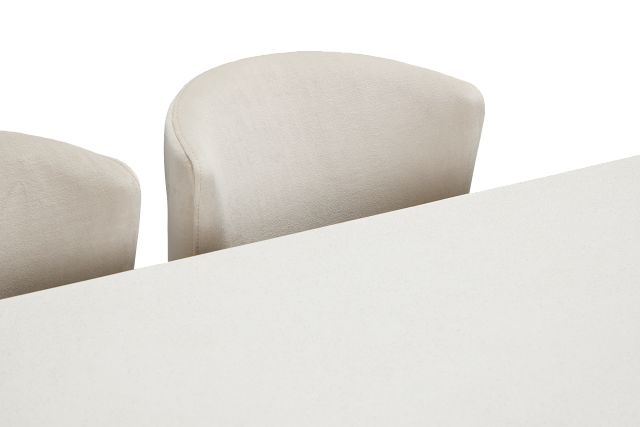 Jensen White Rect Table & 4 Upholstered Chairs