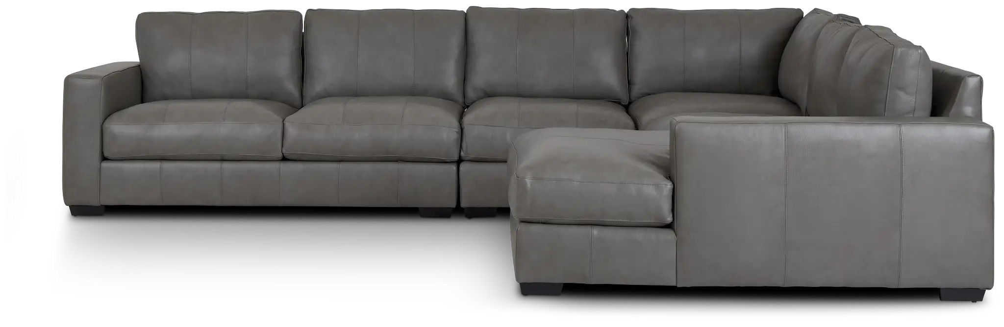 Dawkins Gray Leather Large Right Chaise Sectional Dawkins Gray Leather Large Right Chaise Sectional