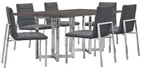 Amalfi Gray Wood Rectangular Table & 4 Upholstered Chairs