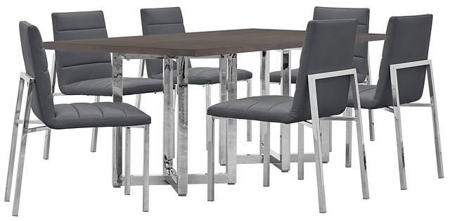 Amalfi Gray Wood Rectangular Table & 4 Upholstered Chairs