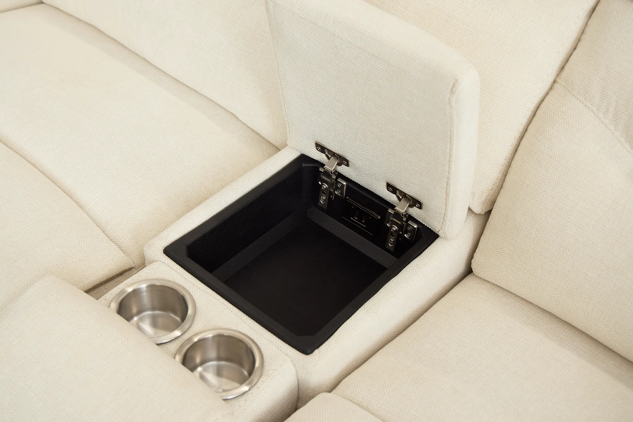 Travis Light Beige Fabric Small Two-arm Power Reclining Sectional