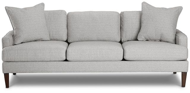 Morgan Light Gray Fabric Sofa With Wood Legs