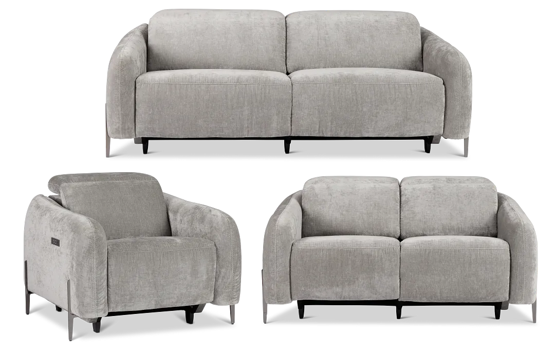 Zuri Gray Velvet Power Reclining Living Room