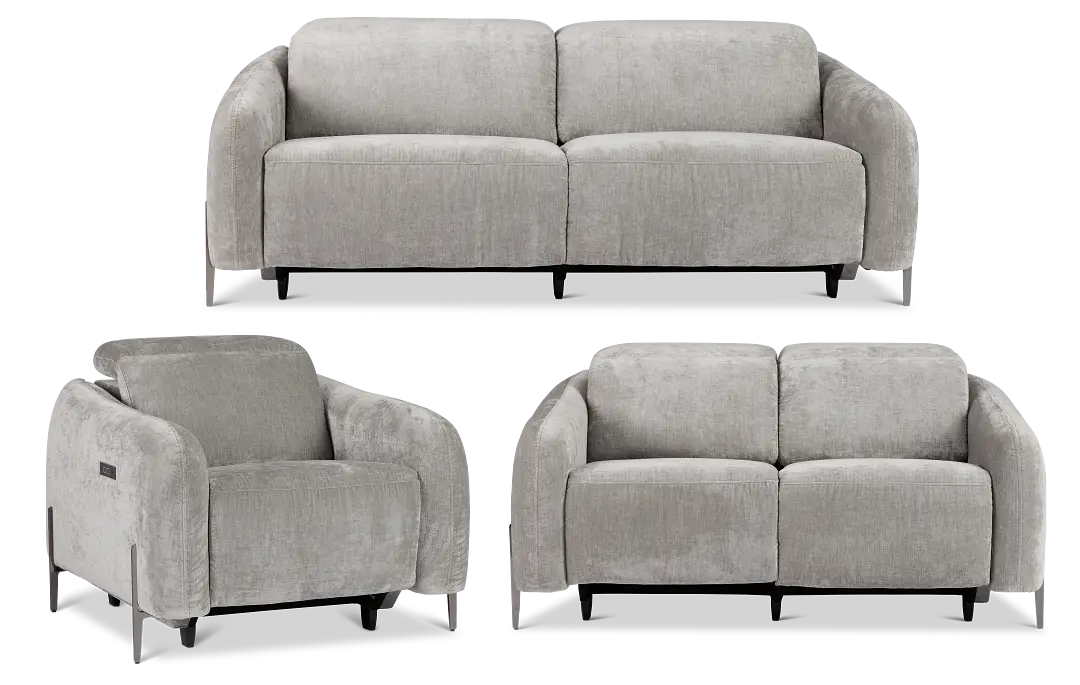 Zuri Gray Velvet Power Reclining Living Room Zuri Gray Velvet Power Reclining Living Room