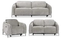 Zuri Gray Velvet Power Reclining Living Room