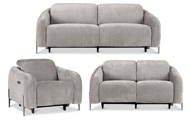 Zuri Gray Velvet Power Reclining Living Room