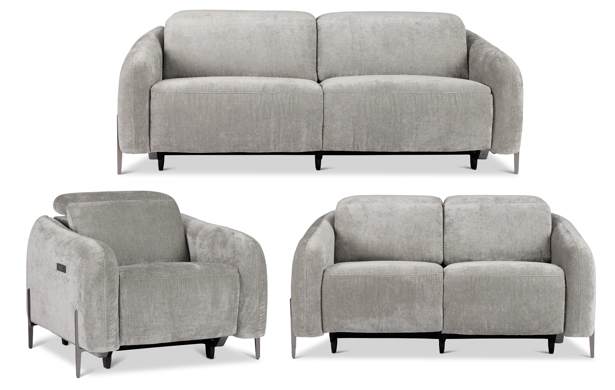 Zuri Gray Velvet Power Reclining Living Room