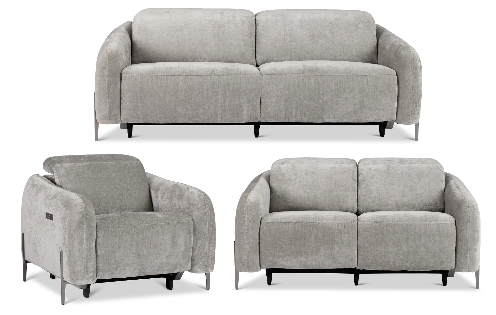 Zuri Gray Velvet Power Reclining Living Room Zuri Gray Velvet Power Reclining Living Room