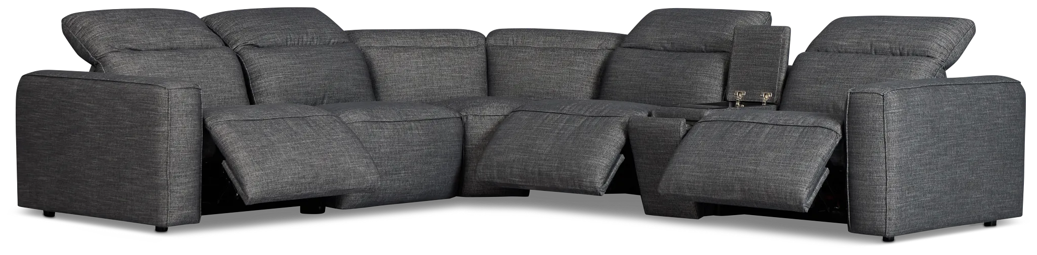 Ryland Dark Gray Fabric Medium Triple Power 2-arm Sectional