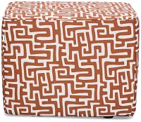 Enid Dark Orange Fabric Accent Pouf