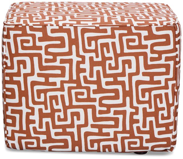 Enid Dark Orange Fabric Accent Pouf