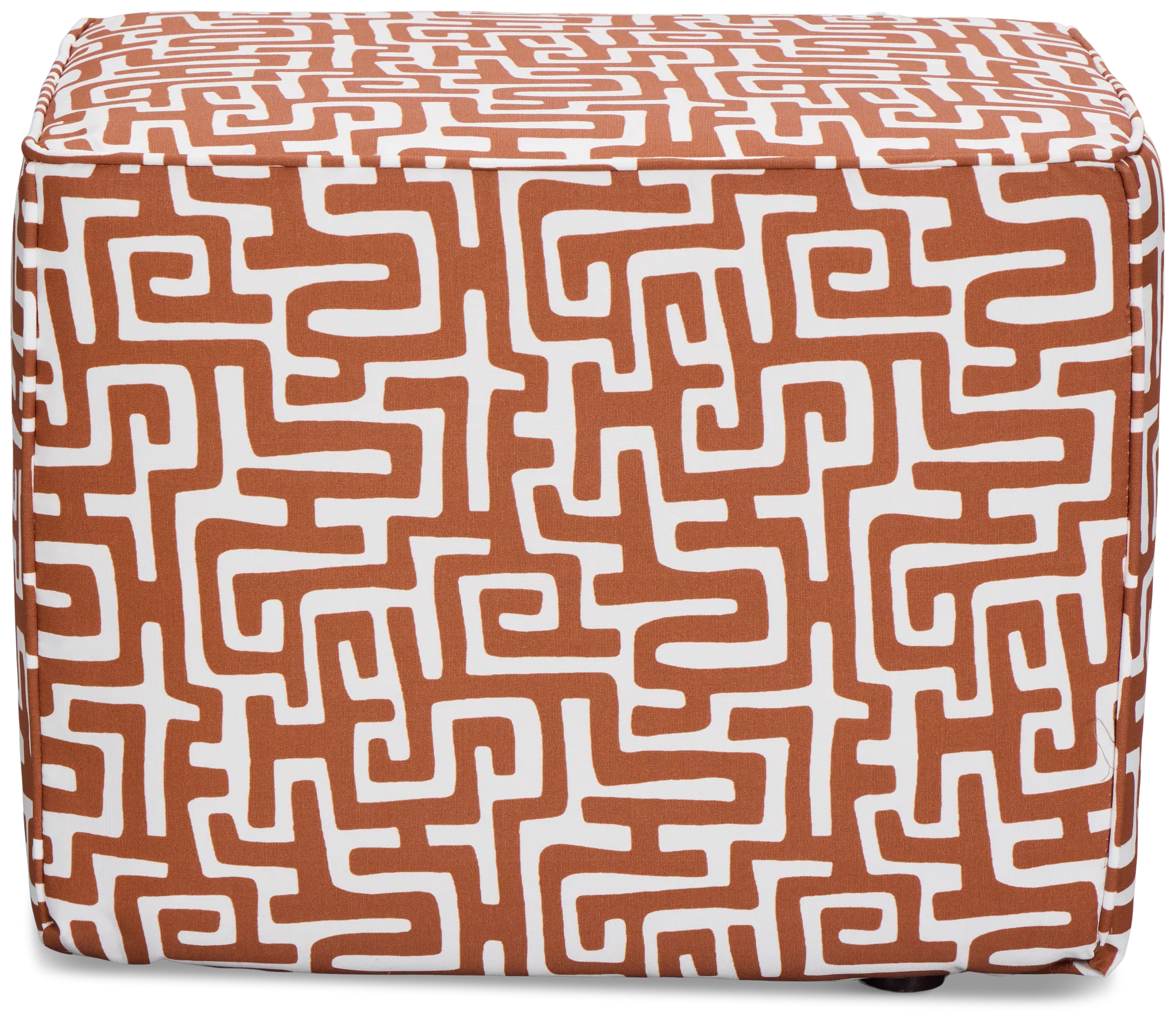 Enid Dark Orange Fabric Accent Pouf