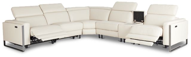 Atlas Taupe Lthr/vinyl Medium Dual Power 2-arm Reclining Sectional