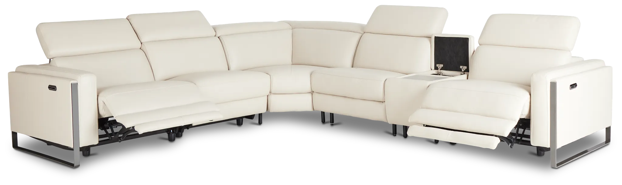 Atlas Taupe Lthr/vinyl Medium Dual Power 2-arm Reclining Sectional