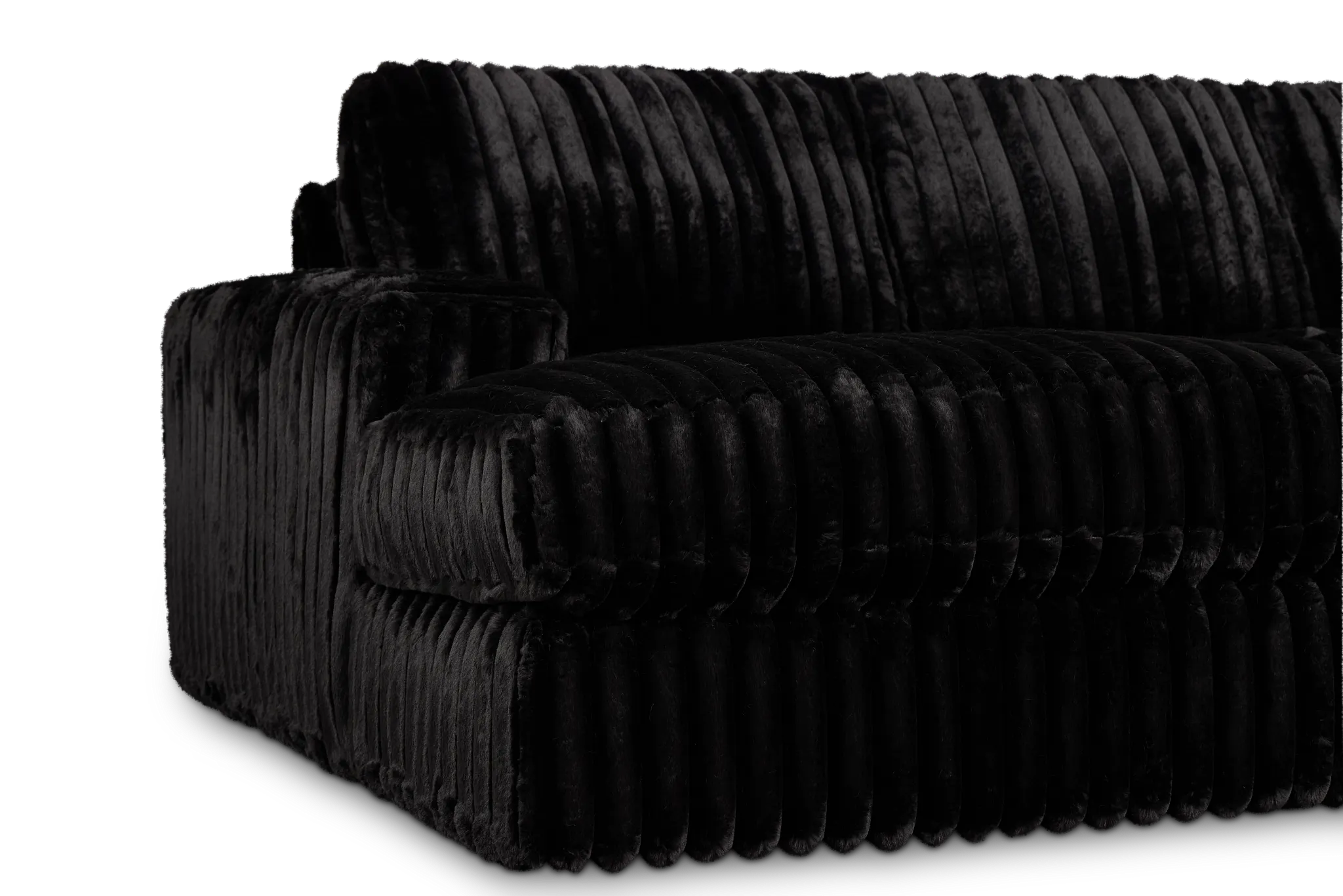 Teddy Black Fabric Left Chaise Sectional