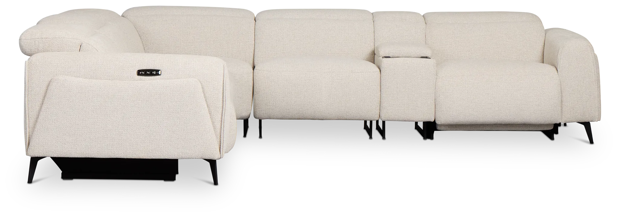 Reyna Light Beige Fabric Medium Dual Power 2-arm Reclining Sectional