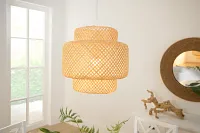 Woven Beige Bamboo Pendant