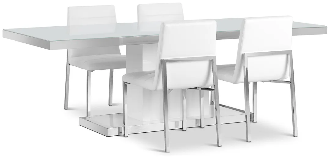 Miami White 94" Table & 4 Chairs