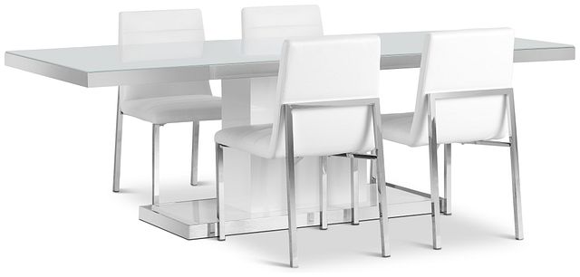 Miami White 94" Table & 4 Chairs
