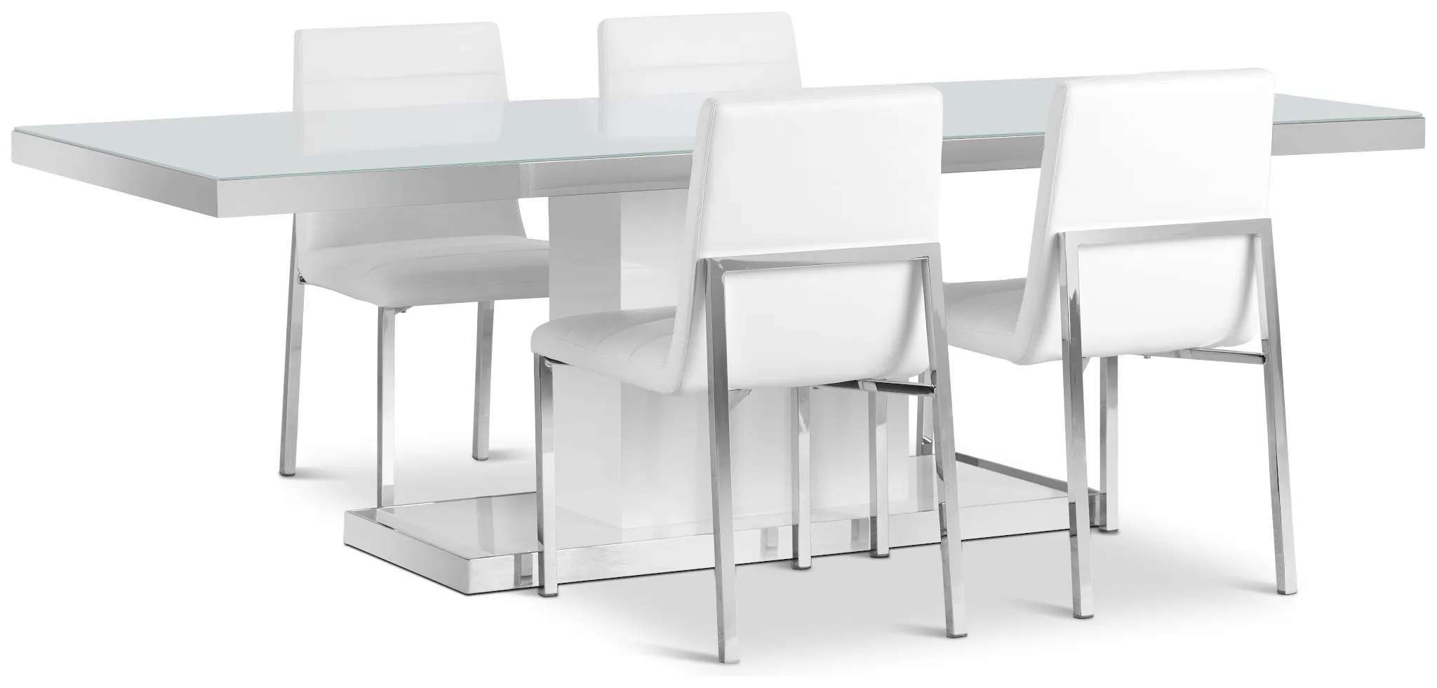 Miami White 94" Table & 4 Chairs
